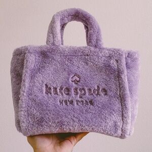 Kate Spade Ella Small Shearling Tote Lilac / Purple Fuzzy Purse Unique Cute